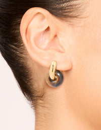 Waterproof Gold Plated Stainless Steel Tiger's Eye Semi Precious Stone Dainty Huggie Earrings - link has visual effect only