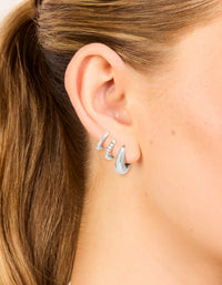 Waterproof Stainless Steel Cubic Zirconia Mix Huggie Earrings 3-Pack - link has visual effect only