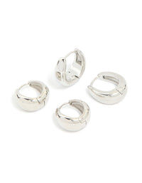Waterproof Stainless Steel Chunky Huggie Earrings 2 Pack - link has visual effect only