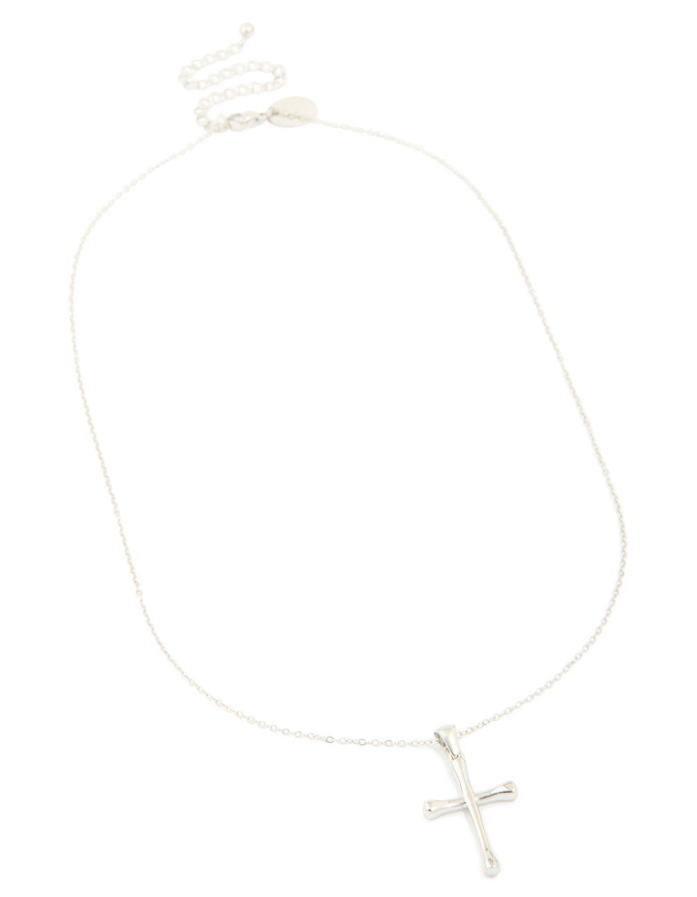 Stunning waterproof stainless steel large cross pendant necklace elements in silver statement styling close up view