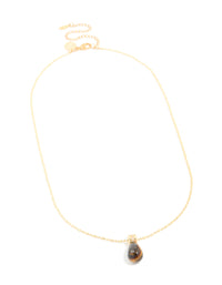 Waterproof Gold Plated Stainless Steel Tiger Eyes Semi Precious Stone Pendant Necklace - link has visual effect only