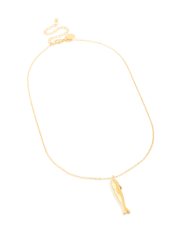 Waterproof Gold Plated Stainless Steel Sardine Pendant Necklace