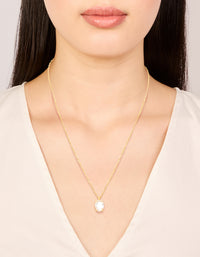Waterproof Gold Plated Stainless Steel Oval Cubic Zirconia Pendant Necklace - link has visual effect only