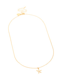 Waterproof Gold Plated Stainless Steel Cubic Zirconia Pavé Starfish Pendant Necklace - link has visual effect only