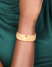 Waterproof Gold Plated Stainless Steel Thick Open Wrist Cuff - link has visual effect only