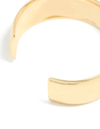 Waterproof Gold Plated Stainless Steel Thick Open Wrist Cuff - link has visual effect only