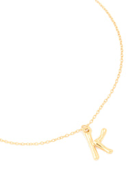 Waterproof Gold Plated Stainless Steel Bamboo Letter K Necklace - link has visual effect only
