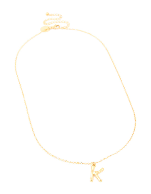 Waterproof Gold Plated Stainless Steel Bamboo Letter K Necklace