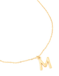 Waterproof Gold Plated Stainless Steel Bamboo Letter M Necklace - link has visual effect only