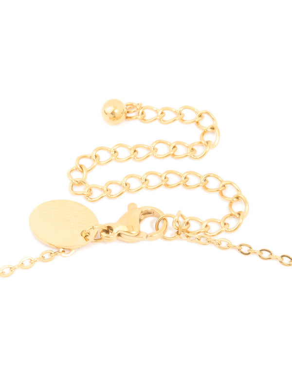 Waterproof Gold Plated Stainless Steel Bamboo Letter C Necklace