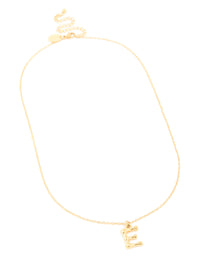 Waterproof Gold Plated Stainless Steel Bamboo Letter E Necklace - link has visual effect only