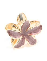 Gold Brown Enamel Frangipani Flower Claw Clip - link has visual effect only