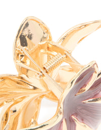 Gold Brown Enamel Frangipani Flower Claw Clip - link has visual effect only
