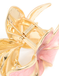 Gold Dusty Pink Enamel Frangipani Flower Claw Clip - link has visual effect only