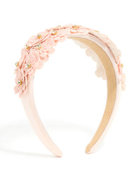 Pink PU Leather Cutout Flowers Headband - link has visual effect only