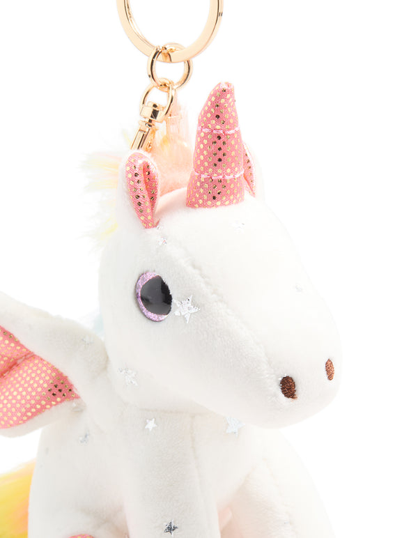 Kids Glitter Fabric Winged Unicorn Key Chain