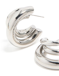 Waterproof Gold Plated Stainless Steel Triple Illusion Hoop Earrings - link has visual effect only