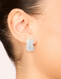 Waterproof Stainless Steel Cubic Zirconia Pave Illusion Hoop Earrings - link has visual effect only