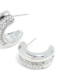 Waterproof Stainless Steel Cubic Zirconia Pave Illusion Hoop Earrings - link has visual effect only