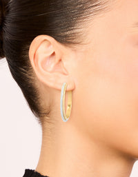 Waterproof Mixed Metal Plated Stainless Steel Large Illusion Hoop Earrings - link has visual effect only