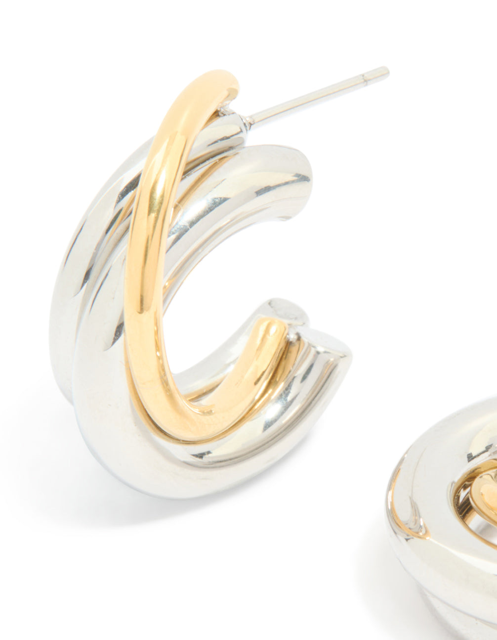 Waterproof Mixed Metal Plated Stainless Steel Large Trio Illusion Hoop Earrings