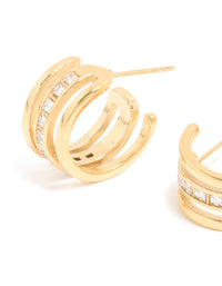 Waterproof Gold Plated Stainless Steel Cubic Zirconia Illusion Hoop Earrings - link has visual effect only