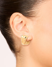 Waterproof Gold Plated Stainless Steel Double Cross Over Illusion Hoop Earrings - link has visual effect only