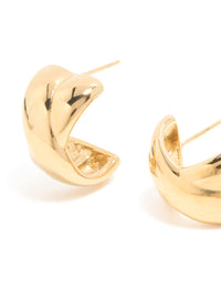 Waterproof Gold Plated Stainless Steel Double Cross Over Illusion Hoop Earrings - link has visual effect only