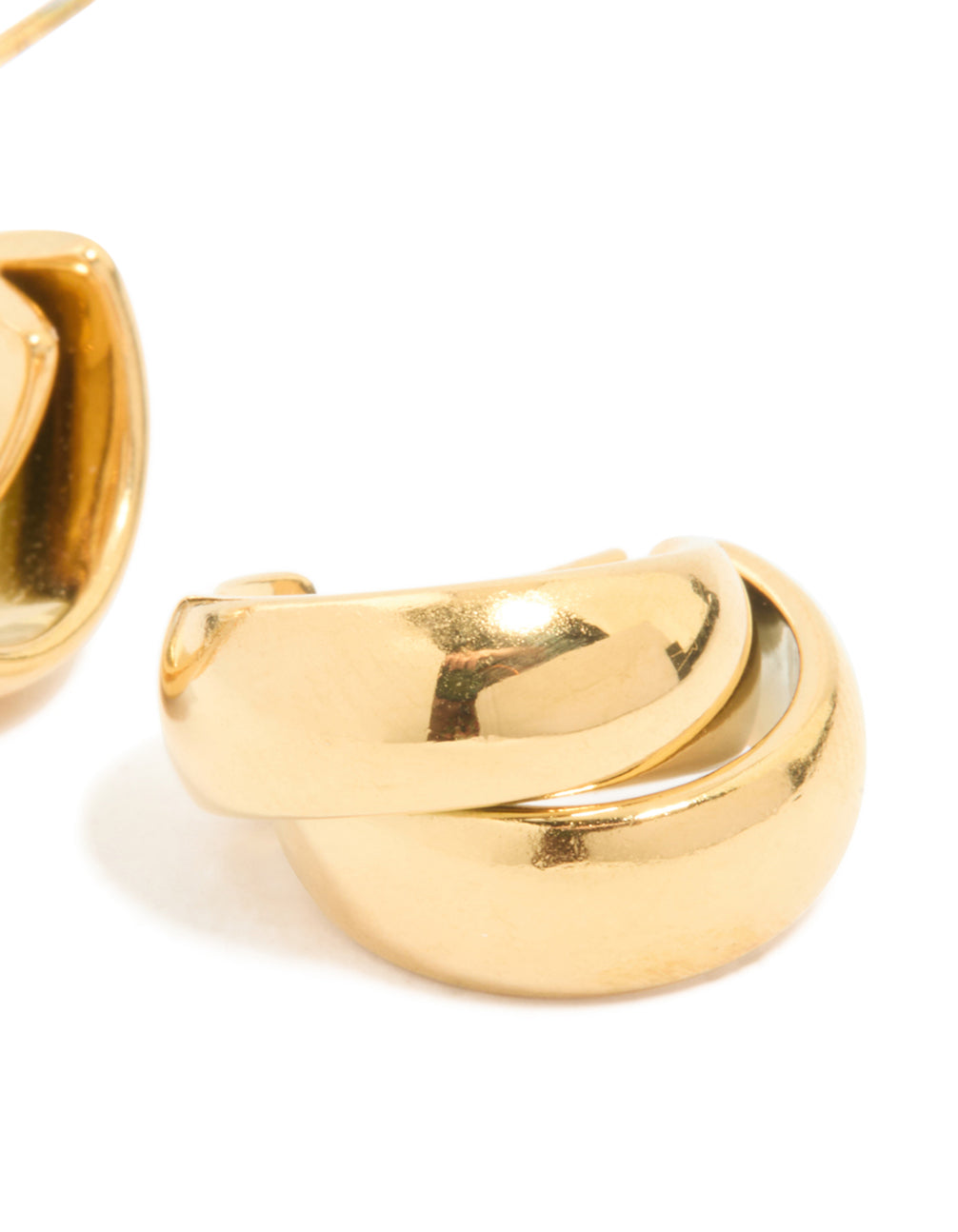 Highlighting waterproof gold plated stainless steel wrapped illusion hoop earrings in statement style post detail view