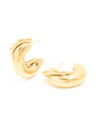 Waterproof Gold Plated Stainless Steel Medium Illusion Hoop Earrings - link has visual effect only