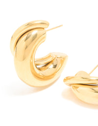 Waterproof Gold Plated Stainless Steel Medium Illusion Hoop Earrings - link has visual effect only