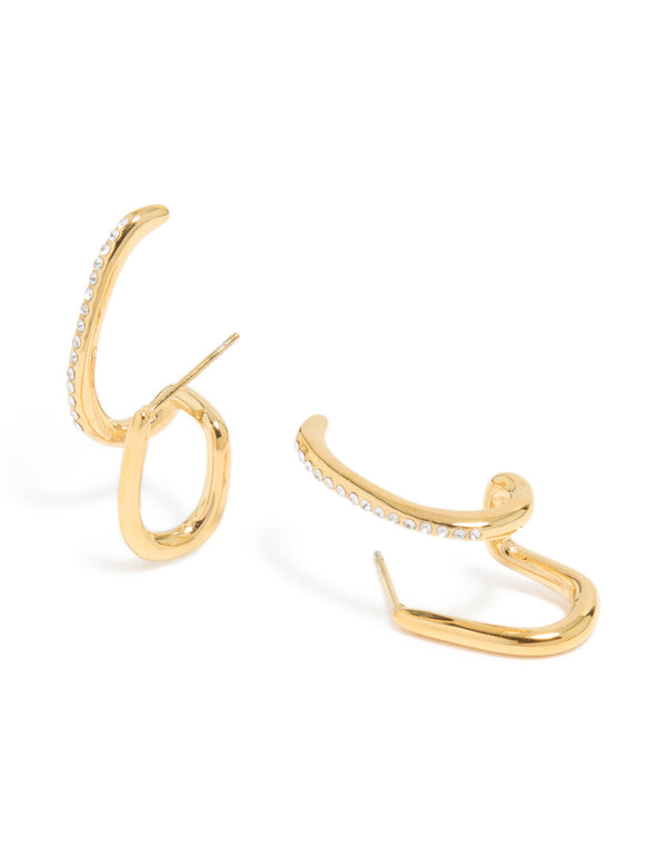Waterproof Gold Plated Stainless Steel Conch Illusion Hoop Earrings