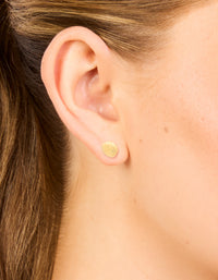 Gold Plated Sterling Silver Round Textured Stud Earrings - link has visual effect only