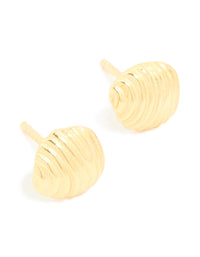 Gold Plated Sterling Silver Round Textured Stud Earrings - link has visual effect only