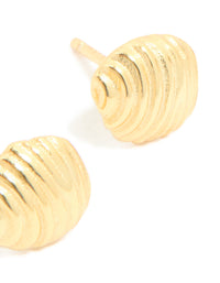 Gold Plated Sterling Silver Round Textured Stud Earrings - link has visual effect only