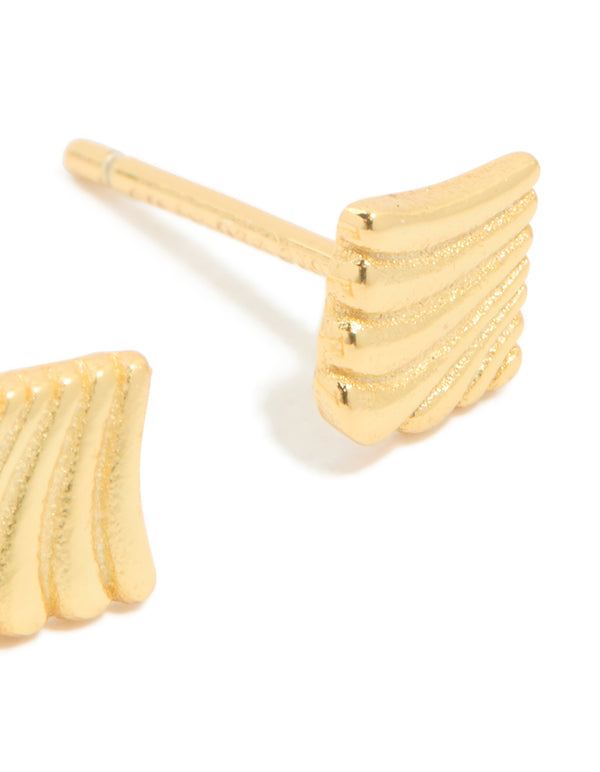 Gold Plated Sterling Silver Textured Stud Earrings