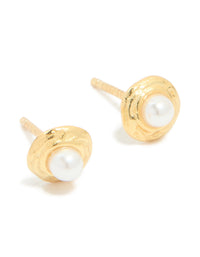Gold Plated Sterling Silver Pearl Stud Earrings - link has visual effect only