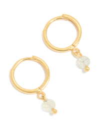 Gold Plated Sterling Silver Clear Quartz Semi Precious Stone Hoop Earrings - link has visual effect only