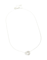 Waterproof Stainless Steel Cubic Zirconia Triple Circle Link Necklace - link has visual effect only
