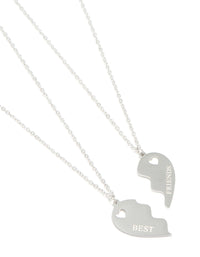 Waterproof Stainless Steel Best Friends Heart Necklaces 2-Pack - link has visual effect only