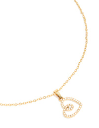 Waterproof Gold Plated Stainless Steel Cubic Zirconia Heart Pendant Necklace - link has visual effect only