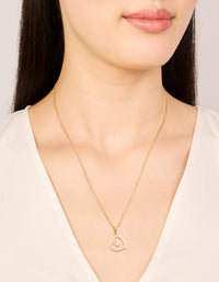 Waterproof Gold Plated Stainless Steel Cubic Zirconia Heart Pendant Necklace - link has visual effect only