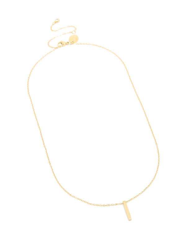 Waterproof Gold Plated Stainless Steel Pillar Engravable Pendant Necklace