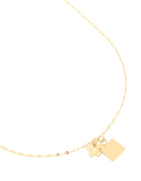 Waterproof Gold Plated Stainless Steel Square & Butterfly Pendant Necklace - link has visual effect only
