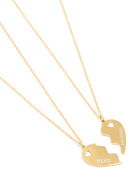 Waterproof Gold Plated Stainless Steel BFF Heart Necklaces 2-Pack - link has visual effect only