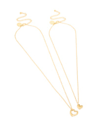 Waterproof Gold Plated Stainless Steel Cut Out Heart & Solid Heart Necklaces 2-Pack - link has visual effect only