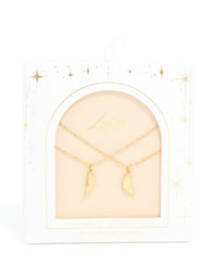 Waterproof Gold Plated Stainless Steel BFF Angel Wings Necklaces 2-Pack - link has visual effect only