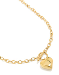 Waterproof Gold Plated Stainless Steel Chunky Heart T&O Necklace - link has visual effect only