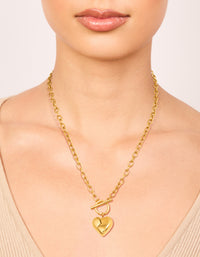 Waterproof Gold Plated Stainless Steel Chunky Heart T&O Necklace - link has visual effect only