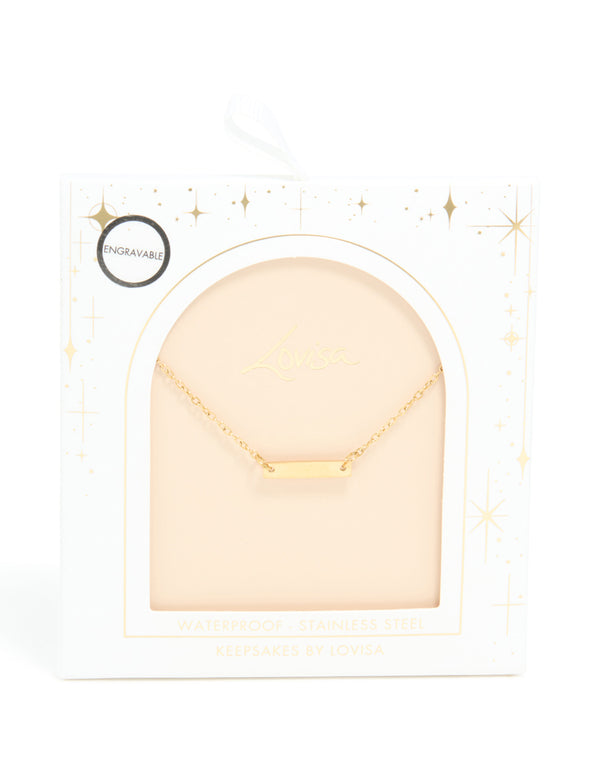 Waterproof Gold Plated Stainless Steel Mini Engravable Bar Necklace